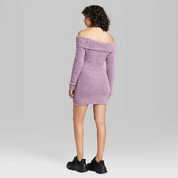 Women's Long Sleeve Mini Sweater Dress - Wild Fable Mauve M - Picture 2 of 3